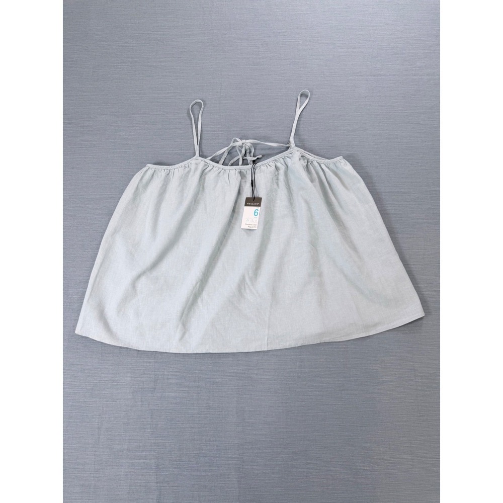 Primark Womens Mint Green Linen Blend Tie Back Cami Top Size 6 NWT 991031259